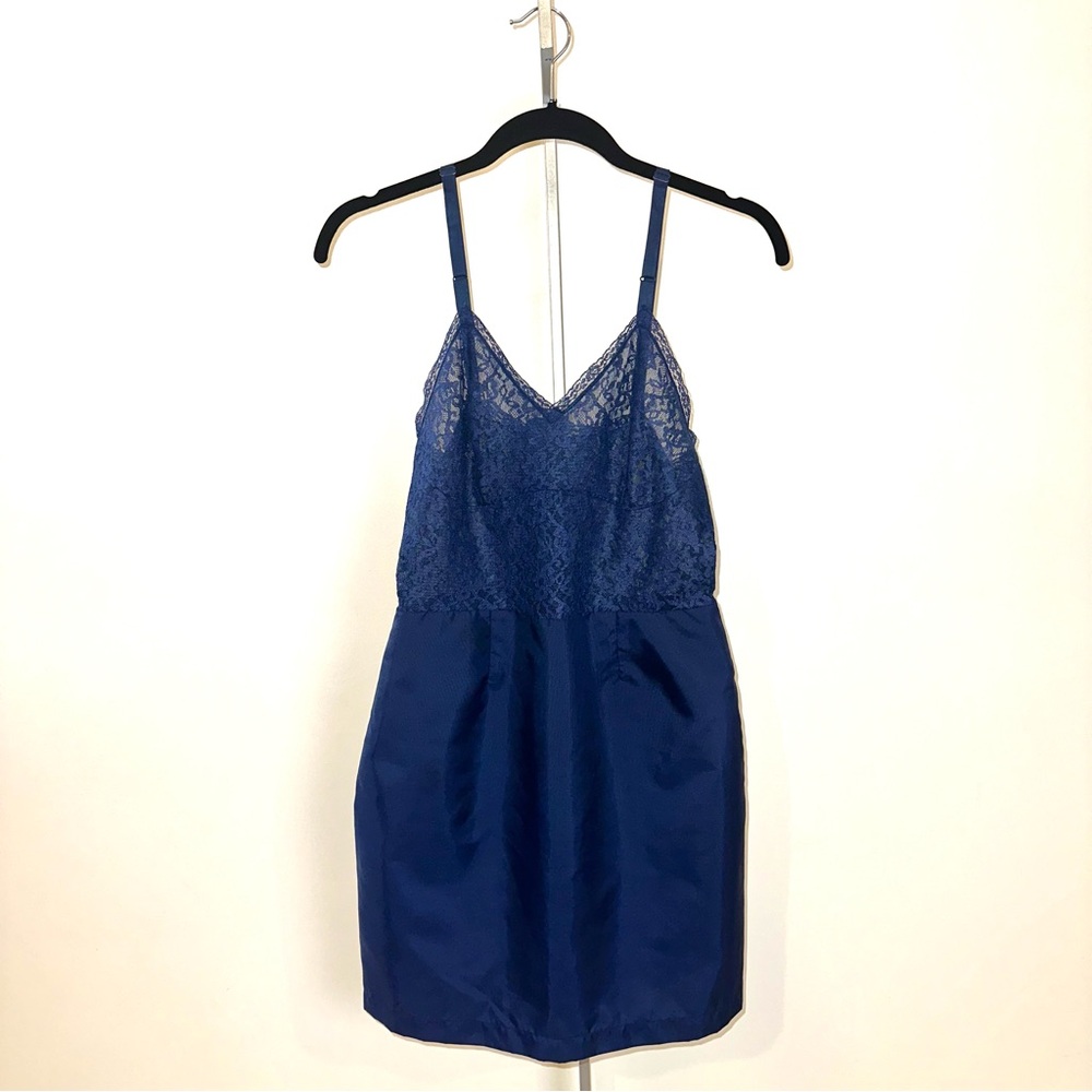 1950s Navy Blue Lace Chemise